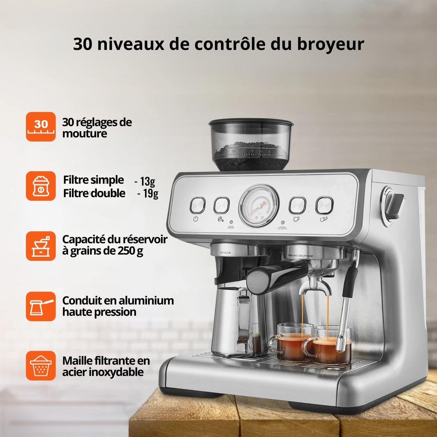 description cafetière expresso professionnelle