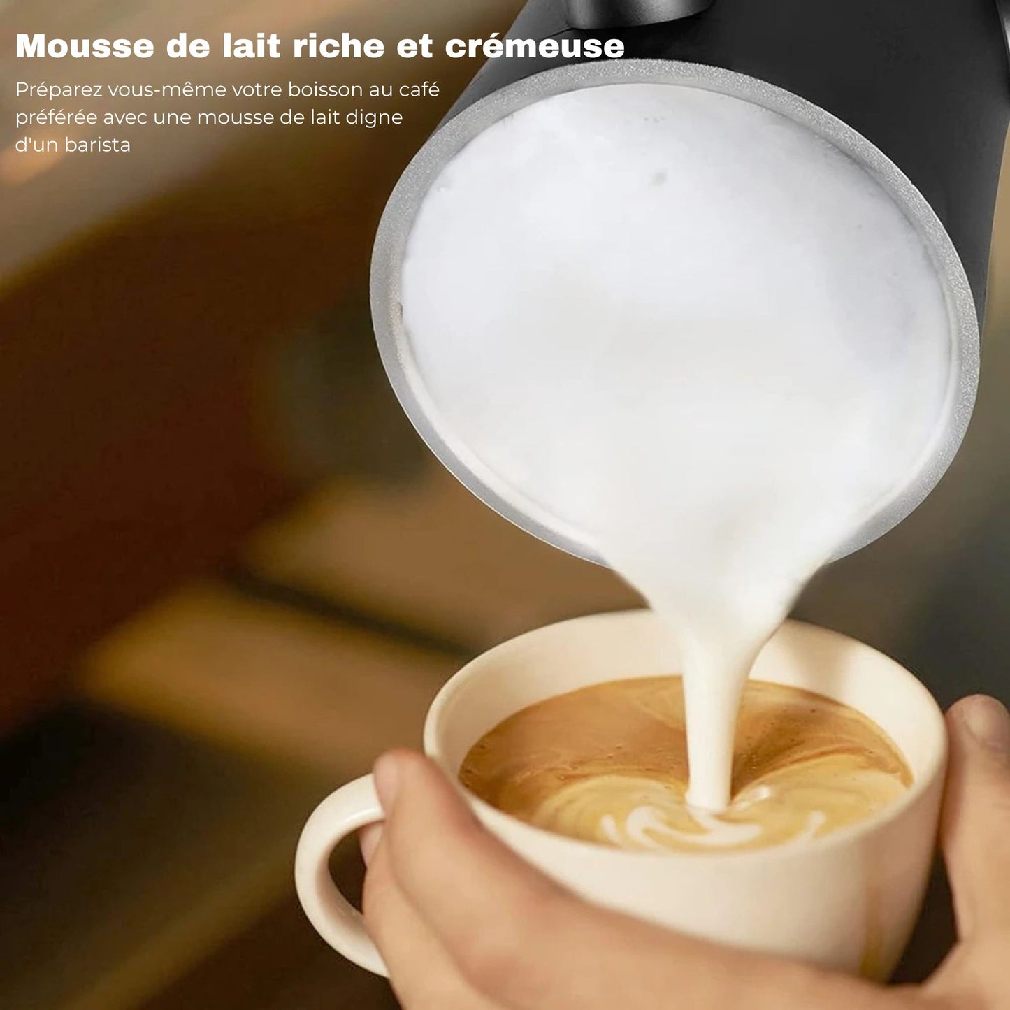 Mousseur à lait électrique mousse de lait riche et crémeuse